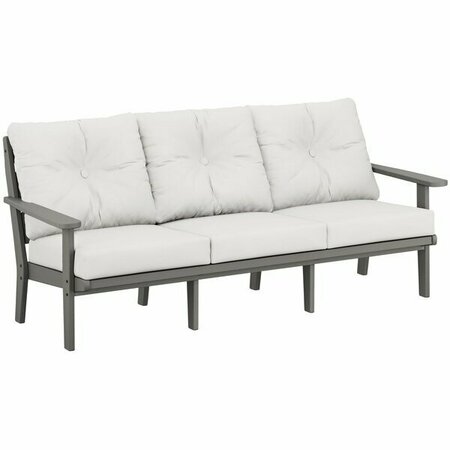 POLYWOOD Lakeside Slate Grey / Natural Linen Deep Seating Sofa 6334413GY152